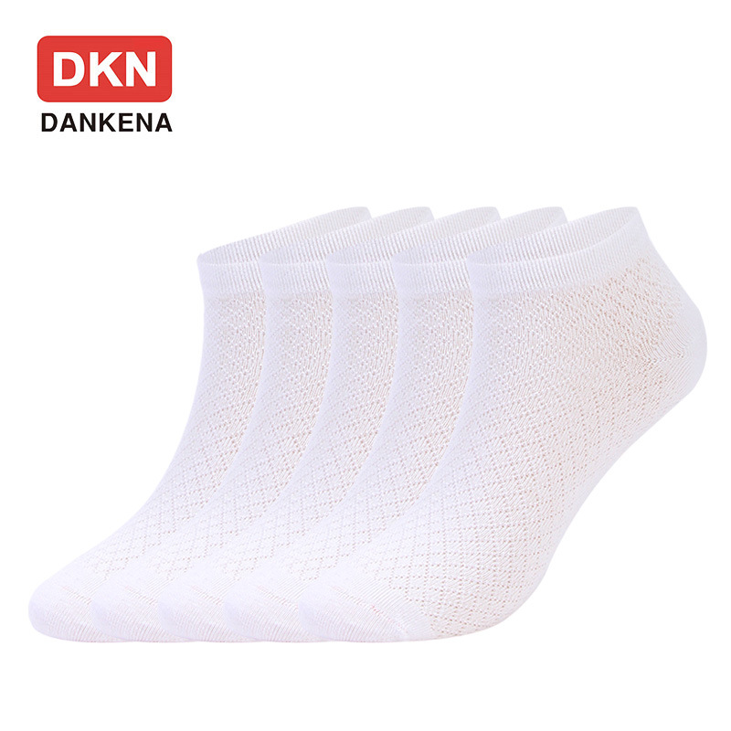 DANKENA 10 Pairs Socks Combed Cotton Boat Socks Plain Mesh Children Socks 3-17 Years Old